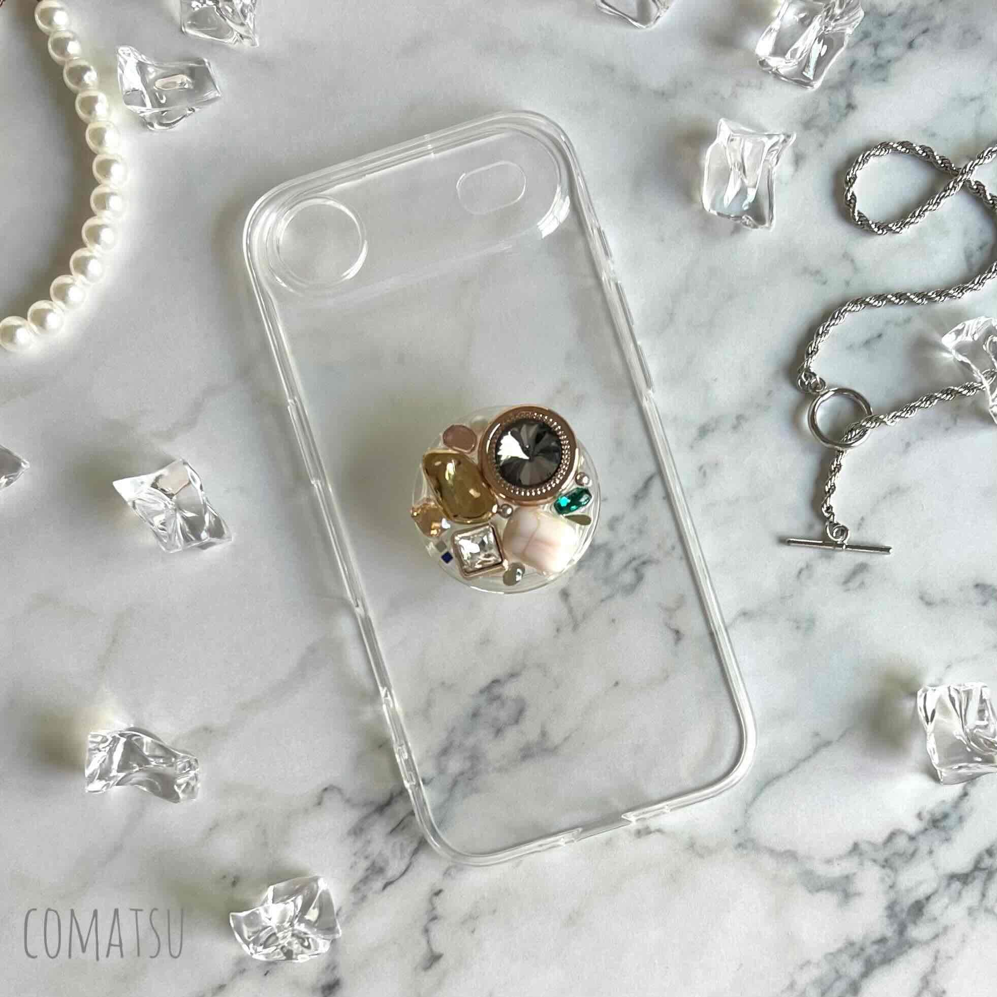 キラキラBijou グリップソケット付きスマホケース スマホスタンド カバー | 3枚目